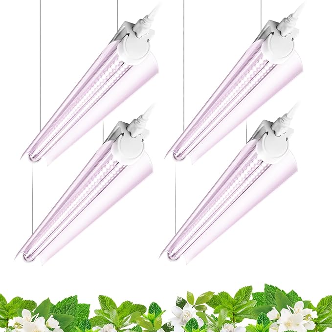 Barrina Grow Light, 96W(4 x 24W, 600W Equivalent), 2ft T8, Super Bright, Full Spectrum Sunlight Plant Light, LED Grow Light Strips, Grow Light Bulbs for Indoor Plants, 4-Pack