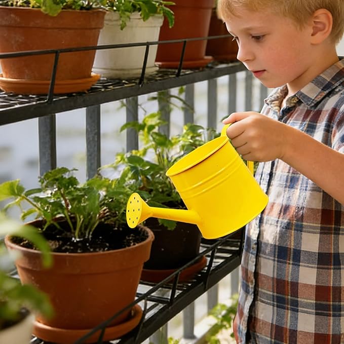 1.6L Watering Can for Indoor Outdoor Plants, Modern Small Watering Cans, Metal Flower Watering Can, Long Spout Watering Can-Colorful Plant Waterer for Indoor Bonsai Plants Garden Flowers (Yellow)