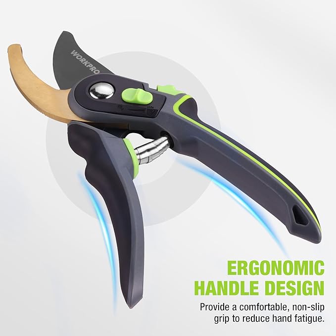 WORKPRO Bypass Pruning Shears, 9" Professional Garden Shears, Premium Steel Garden Clippers, Titanium Coated Garden Tool, Cuts Up to 3/4 Inch