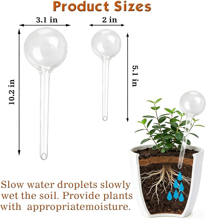Plant Self Watering Globes – Durable Self Watering Bulb, Automatic Plant Waterer Stake Ideal for Vacation & Daily Plant Care, Keep Houseplant, Garden, Hanging Basket Plant Hydrated While You’re Away