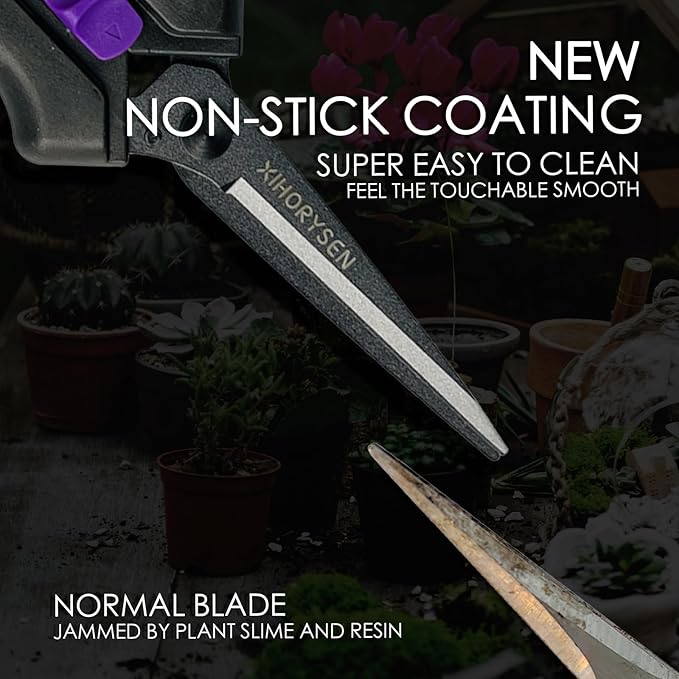 Buds Leaf Stem Fruit Flower Garden Scissors Non-stick Resin Resist Blade 8.58" Precision Micro-Tip Pruning Shears Bigger Grip Pruner Snips Effort-saving Ergonomical Gardening Trimming Scissors