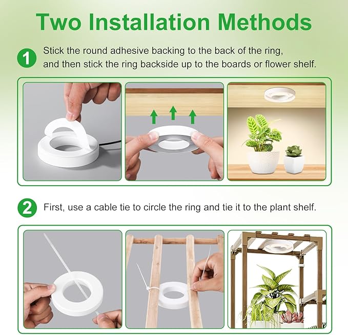 3 Head White Halo Angel Ring Ceiling LED Plant Growth Lights for Shelf, 3000K+6000K Full Spectrum Grow Lamps for Plant Growth Indoor Plants with 6/12/16H Timer, 3 Spectral Modes, 10 Dimmable Levels