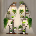 VEVOR Plant Stand Indoor with Grow Lights, 63 in Tall 6-Tiered Lighted Plant Shelf, 2 Pack Metal Corner Plants Holder, 3 Timer & 10 Brightness, Half-Moon Shaped Flower Display Rack for Living Room