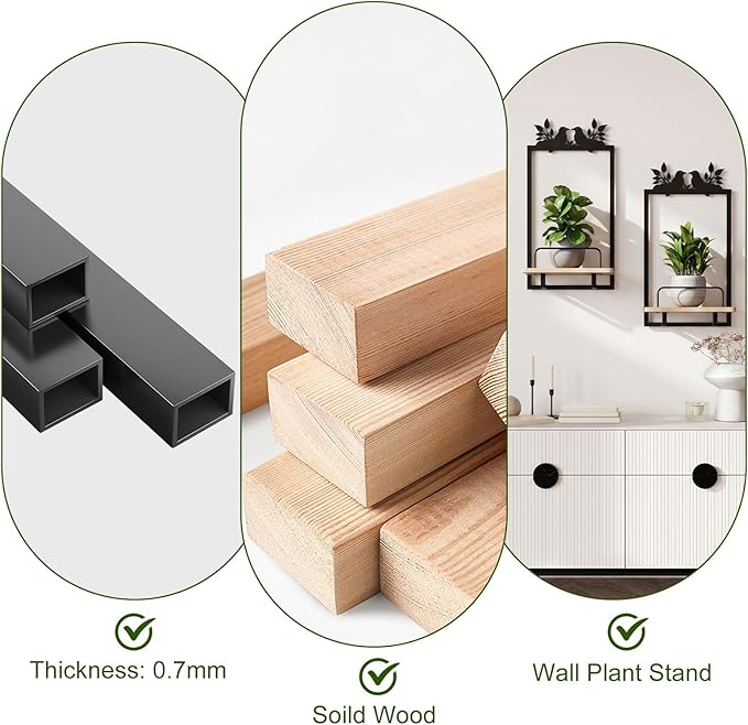 Shineled Wall Planter for Indoor Plants 2 Pack, Wall Mounted Plant Holder for Small Plants, Floating Wall Shelf for Plants, Real Oak Wood, Magnetic Animal Decor, Home Wall Decor (Bird)