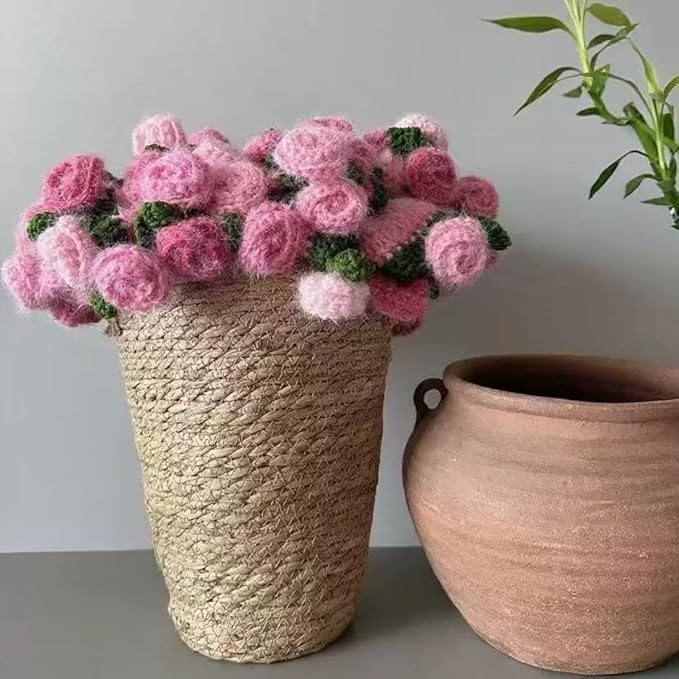Tall Rattan Woven Planter Basket for Indoor Plants – Grass Flower Pot with Handles & PP Liner, Farmhouse Storage Basket, Multi-Functional Rustic Planter for Home Decor (Small)