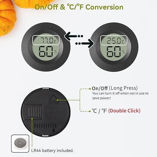 Atogou 3-Pack Mini Hygrometer & Thermometer, Indoor Outdoor Digital Humidity Meter Gauge Temperature, ℉/℃, for Home, Office, Reptile, Car, Greenhouse, Lab, Terrarium, Cellar.. A01 Black