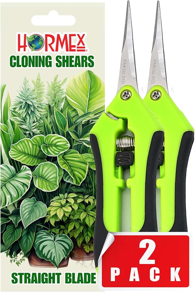 Hormex Cloning Shears - Precision straight-blade shears designed for clean, accurate cuts, ideal for plant cuttings and pruning. Durable, ergonomic and easy-to-use with lock - (2 Pack)