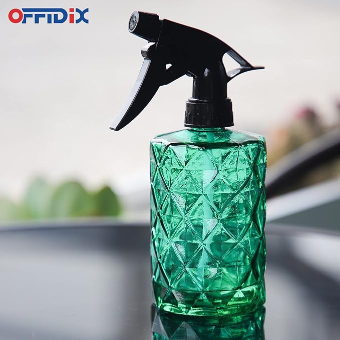 OFFIDIX Fine Mist Plant Mister Glass Spray Bottles with Adjustable Nozzle for Gardening and Cleaning Work (Green),2 Pack Plant Mister Sprayers Watering Nozzles Replacement