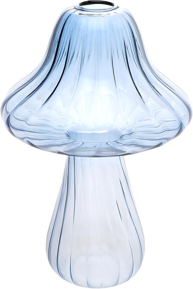 Mushroom Glass Vase Propagation Stations Flower Vases Home Decor Mushroom Planter Cute Vases Garden Decoration Set of 2