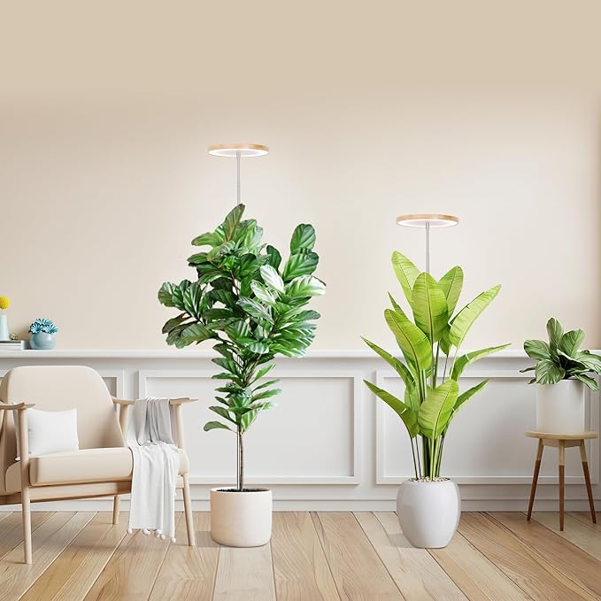 LBW Plant Grow Light,72 LEDs Full Spectrum Grow Lights for Indoor Plants,Bamboo Plant Lights with 4/8/12H Timer,Height Adjustable,Ideal for Large Tall Plants,Bamboo,2 Pack