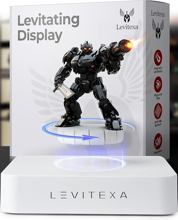 Levitexa Nimbus Levitating Display - Floating Display, Levitating Stand, Magnetic Stand, Magnetic Levitation for Figures and Toys White Square Base