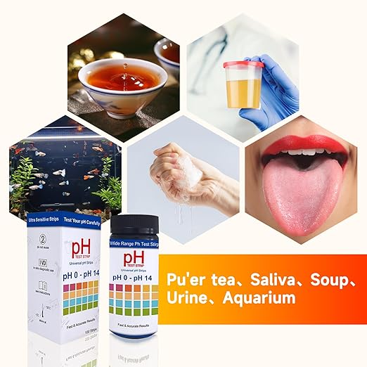 200pcs pH Test Strips, Universal pH 0-14, Testing pH for Urine Saliva Drinking Water Labs Aquariums Gyms Pools… (200)