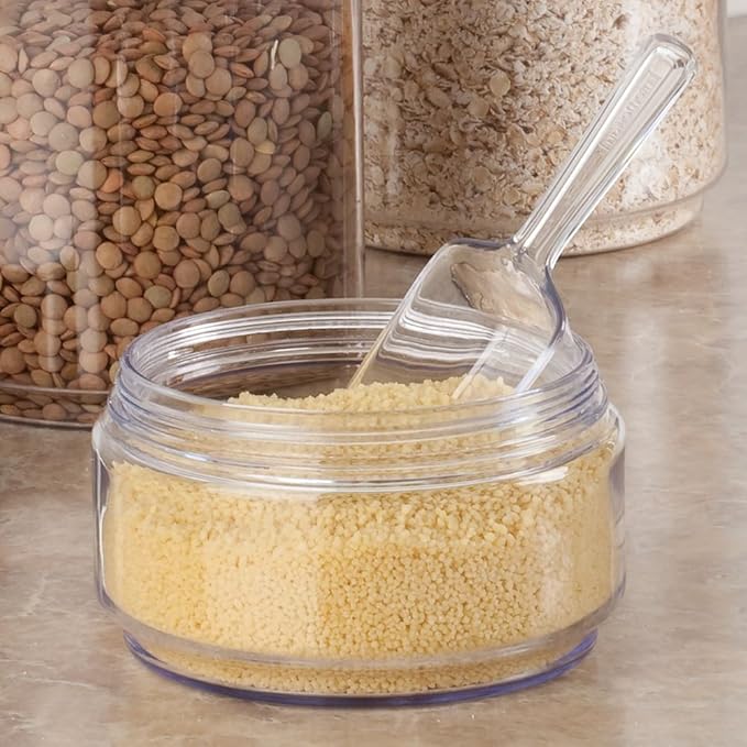 iDesign Plastic Scoop Measuring Cups – Set of 4, Multiple Sizes, Pet Food, Coffee Grounds, Versatile Scoop, Clear