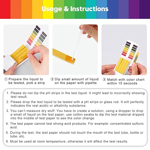 6 Pack pH Test Strips, 480 Strips Full Range 1-14 Universal pH Test Litmus Paper pH Soap Making Testing Strips for Water Wine Saliva Urine Soil, pH Strips and 6 Test Pipette Droppers with Storage Case