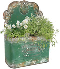 All Chic Metal Wall Planter Outdoor Wall Hanging Planter Rustic Wall Mount Planter Outdoor Wall Planter for Farmhouse Garden Decor (Green)