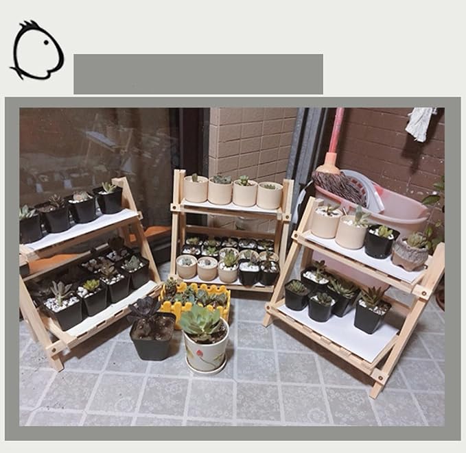 2-Tier Bamboo Plant Stand - Indoor Tabletop Succulent Plant Shelf, Rack, Flower Pot Holder