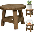 Plant Stool, 7x6 Inch Round Wooden Plant Stool, Rustic Decorative Small Wooden Stool for Indoor Bonsai Pot, Home, Garden, Patio, Lawn Decor