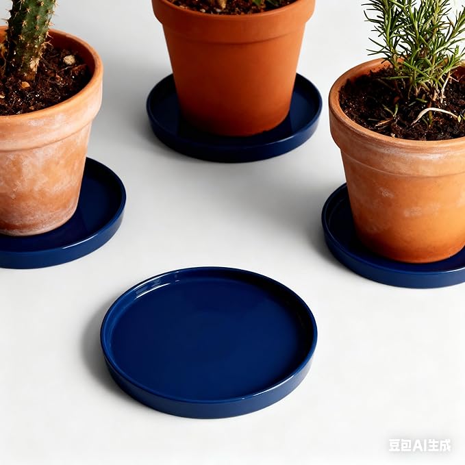 Yukfona Ceramic Plant Saucer Pot Tray 6, 8, 10 Inch Blue, Planter Saucers for Indoors Outdoor, Durable Sturdy Flower Drainage drip Water Tray for Glazed Pots Base