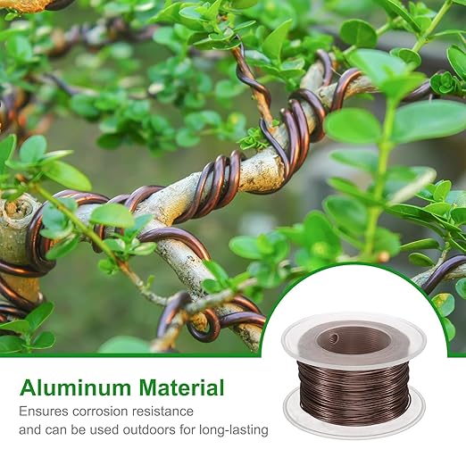 HARFINGTON Bonsai Wire Anodized Aluminum Training Wire Roll 0.8mm Gauge 98ft Length Bendable Bonsai Tree Wire for Garden, Horticulture, Landscape, Planting, Brown