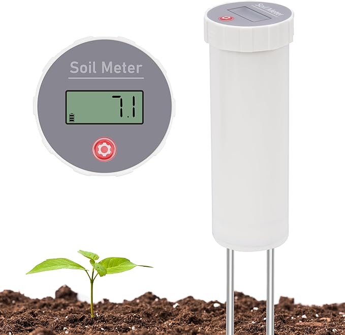 LUVCOSY Digital Soil pH Meter, Industrial Grade Soil pH Tester with Calibration-Free LCD Display, High Accuracy Soil pH Pen, Soil pH Monitor for Garden, Lawn, Plant (White)