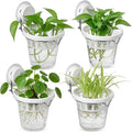 4 Set Window Propagation Stations Plastic Wall Hanging Planter with Suction Cups Clear Self Watering Window Mounted Plant Pots for Indoor Plants Bathroom Living Room Office Decor Gift