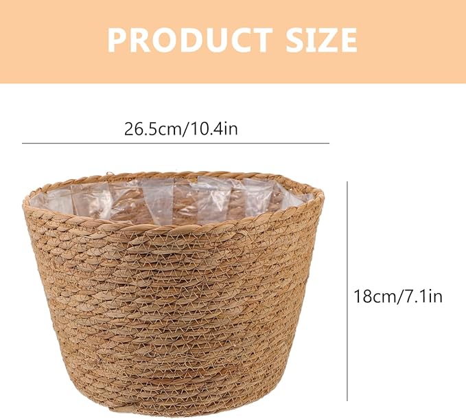 BESPORTBLE 2Pcs Hand Made Woven Flower Basket Durable Straw Decorative Planter Baskets for Home and Storage Classic Texture Design