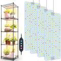 4Panel Grow Lights for Indoor Plants, Seed Starting, Veg, Pot Plants, Bonsai with Timer 4/8/12/16/20H, Ultra-Thin Under Cabinet & Shelf Full Spectrum LED Plant Growing Lamps, Multi-Panels Free Connect