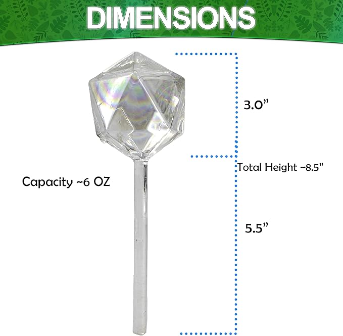 Aqua Glass Plant Watering Globes Automatic Self Watering Plant Insert Spike Orbs - Indoor Outdoor Plant Drip Irrigation - For Flowers, Herbs, Houseplants (Iridescent Diamond Globes, 4, Units)