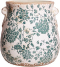 Xiaan Jiaju Tuscan Ceramic Planters and Kitchen Utensil Holder, 6.68 Inch Vintage Plant Pots with Drainage for Indoor/Outdoor, Country Cottage Vase for Home Garden Decor, Gifts for Plant Lovers, Cyan
