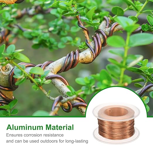HARFINGTON Bonsai Wire Anodized Aluminum Training Wire Roll 1mm/18 Gauge 98ft Length Bendable Bonsai Tree Wire for Garden, Horticulture, Landscape, Planting, Rose Gold
