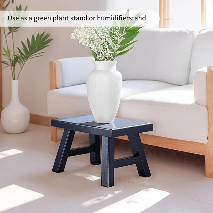 Wooden Step Stool fo Kids Handcrafted Solid Wood Stool with Chamfered Edges, 11" L x 7" H x 7.10" W - Multi-Functional Footrest, Small Step Stool with Anti-Slip Caps - Durable and Sturdy
