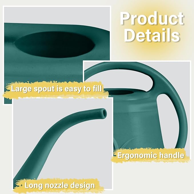 Grip Plastic Watering Can - for Indoor and Outdoor Plant - 1/2 Gallon -Green