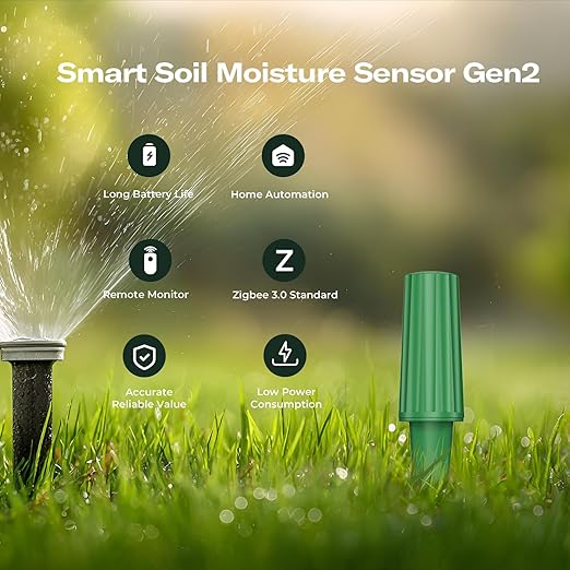 THIRDREALITY Smart Soil Moisture Sensor Gen2, Zigbee hub Needed, Enhanced Signal Stability, Capacitive Moisture Monitoring, Garden Planting, Compatible with Hubitat, SmartThings, Home Assistant, Homey