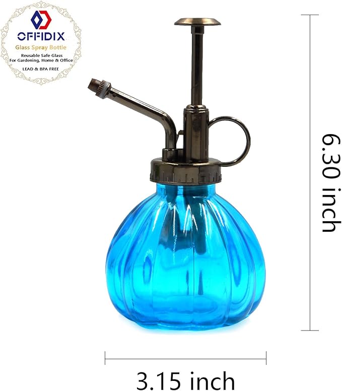 OFFIDIX Glass Plant Mister Watering Spray Bottle(Light Blue),Sprayers Watering Nozzles Replacement for Plant Mister Spray Bottle