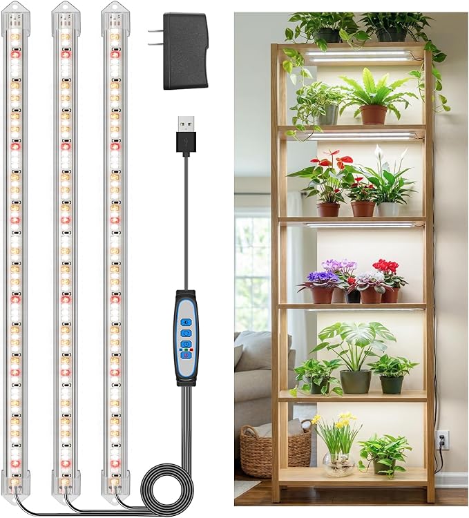 Kullsinss LED Grow Light Strip, 180 LEDs Grow Lights for Indoor Plants Full Spectrum 3000K/6000K/660nm Sunlike Plant Light for Indoor Growing with 3 Spectrum Modes, 16 Inches