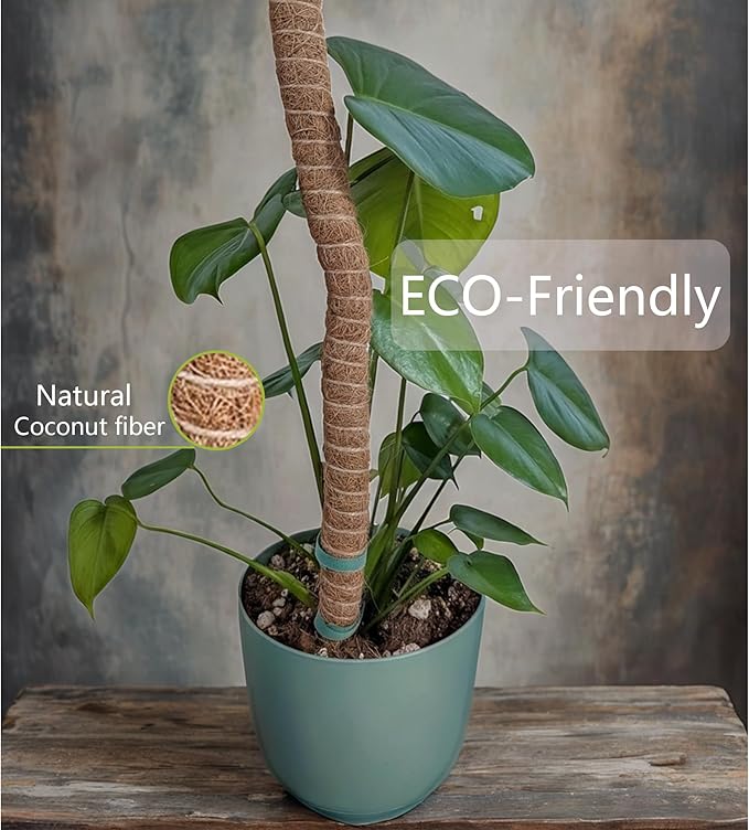 2 Pack Bendable Moss Pole 28 Inch, Monstera Plant Support Stake,Coco Coir Pole Sticks for Indoor Plants,Climbing Potted Plants，Pothos, Philodendron with Plants Ties