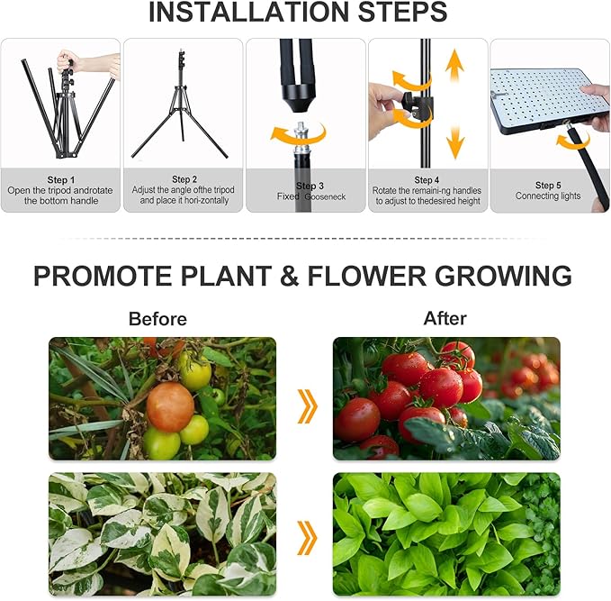 3Head Grow Light with Stand, 75 Watt Bright Enough and Big Coverage, Natural Sunlight Full Spectrum Plant Growing Lamps for Tall&Large Indoor Plants, Bonsai Tree, 4/8/12/16/20H 5-Mode Timer