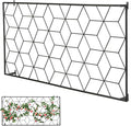 MyGift 4 Foot Geometric Cube Pattern Style Matte Black Metal Wire Garden Trellis, Wall Mounted Large Support Lattice Frame for Climbing Plants and Crawling Vines