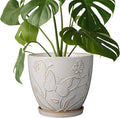MPotTo 8 Inch Ceramic Pots for Plants Large Planter Pot with Drainage Hole and Saucer Round Flower Pot for Indoor Outdoor Decor, White