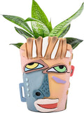 Midogaigai Abstract Face Planters Pots Head,Unique Head Planter for Indoor Plants,Funny Face Flower Pot,Colorful Plant Pots for Outdoor Garden Decor and Home Art Decoration(Contemporary)