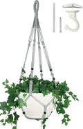 43 Inches Macrame Planter Hanger Large for 12 inch Pot + Swag Hook (Extra Long & Big) | Large Hanging Planter for Indoor Plants | No Tassel, Cotton Rope, No Pot/Plant Included (XL)