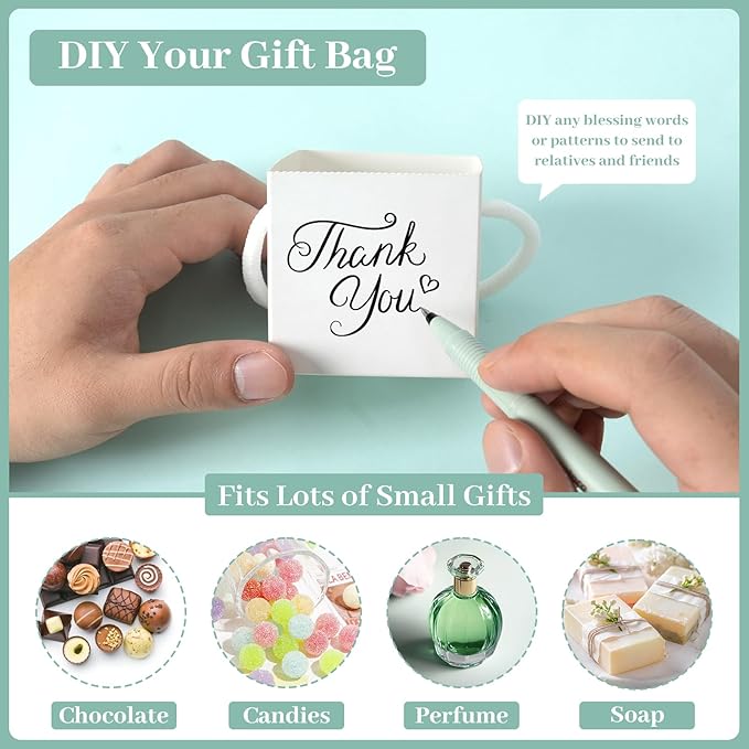 LawnIdyll 50 Pcs Succulent Wrap Bags with 100 Pcs Thank You Stickers, Unique Baby Shower Succulents Favors Fit 2.5 Inch Pots, Wedding Birthday Graduation Bridal Shower Party Favors for Guest Gift