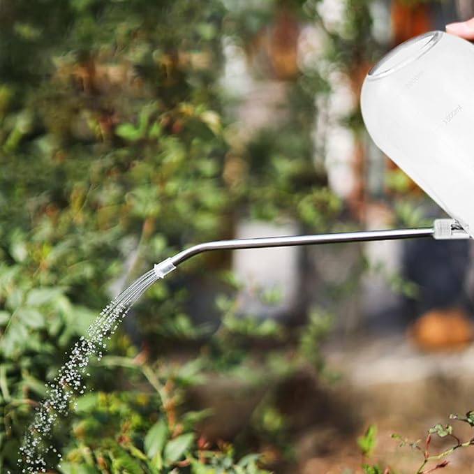 2L Large Long Spout Watering Can for Indoor Outdoor Plants, ABS Stainless Steel Garden Watering Pot with Ergonomic Handle, Precise Root Irrigation Tool for Patio Lawn Balcony