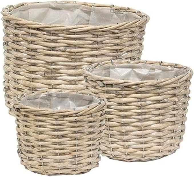 3/Set Graywashed Willow Planter Baskets