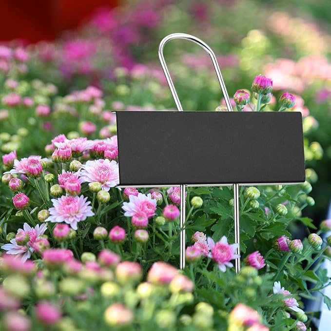 Pack of 25pcs Metal Plant Labels Garden Markers Reusable Nursery Stakes Tags Name Plate for Greenhouse Flower, Herbs, Vegetables, Seedlings, Shrubs (10.6x3.5x1.2inch, Black Iron)