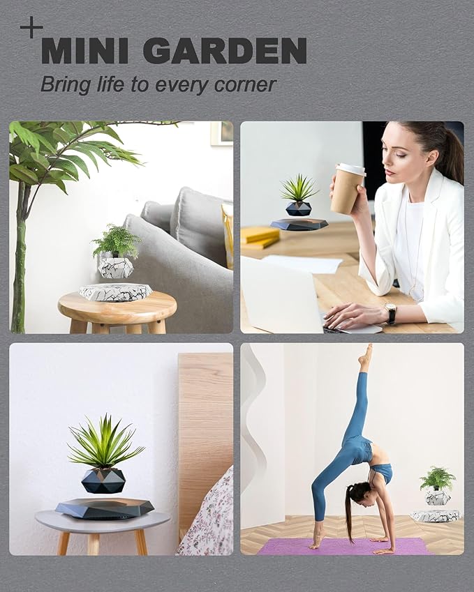 2 Pack Levitating Plant Pot, 2025 Floating Plant Pot for Air Bonsai Planter, Magnetic Levitating Flower Pot Planter for Office Home Decoration, Ideal Home Gift for Halloween Thanksgiving Christmas