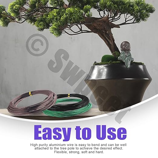Swpeet 5Pcs 4 Sizes 1/1.5/2/ 3 mm Bonsai Training Wire 164 Feet Total with Wire Cutter, Aluminum Wire Bonsai Tool Kit, Bonsai Accessories for Bonsai Trees Indoor Garden DIY Tools
