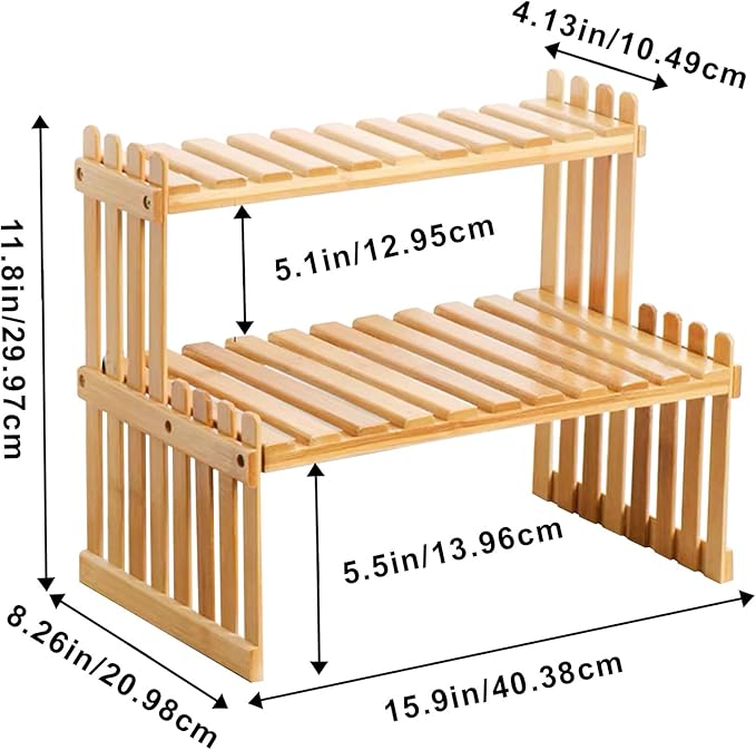 2 Tier Table Top Bamboo Plant Stand Trapezoidal Desktop Windowsill Plant Shelves Flower Pot Display Stand Suitable For Indoor And Outdoor, Terrace, Garden, Office, Window Sill