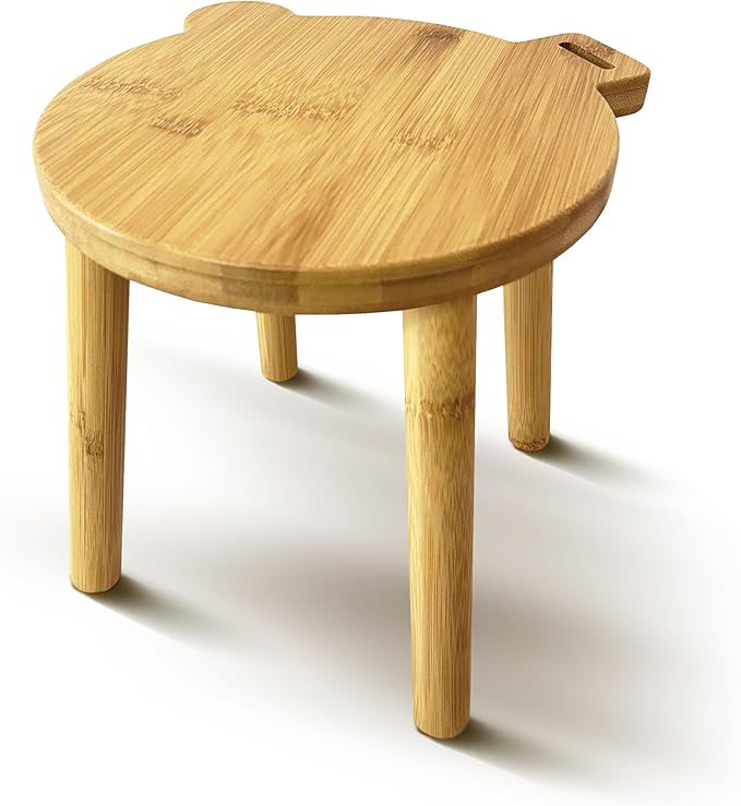 9.8 in Small Wooden Stool, Non-Slip Small Round Stool, Portable and Sturdy, Suitable for Footstools in Bedroom, Bathroom, Kitchen (S)