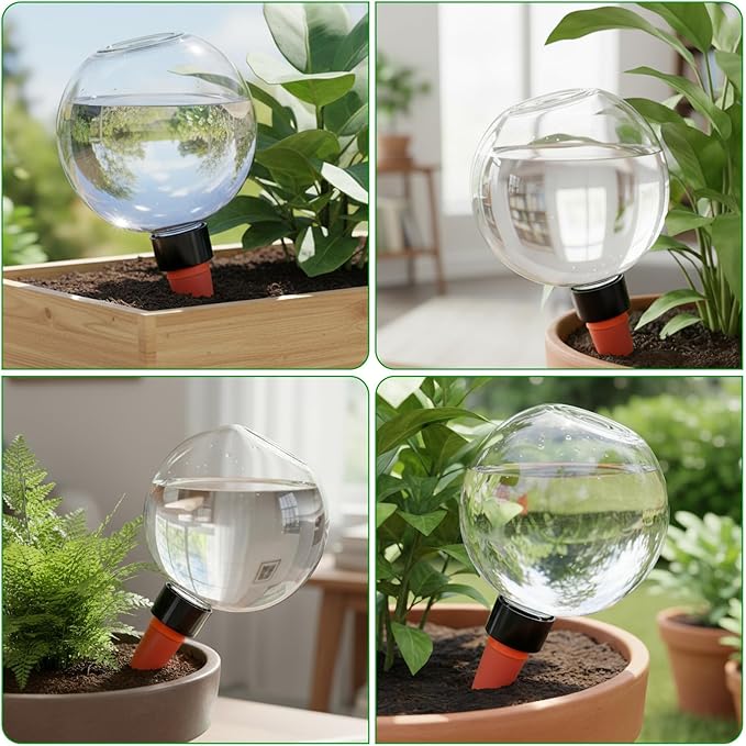 Kifmurase 6Pcs Self-Watering Globes for Indoor Plants, Automatic Watering Planter Insert, Slow Release Terracotta Planter Insert, 17.5oz Watering Bulbs with Slow Release Control Water Dripper